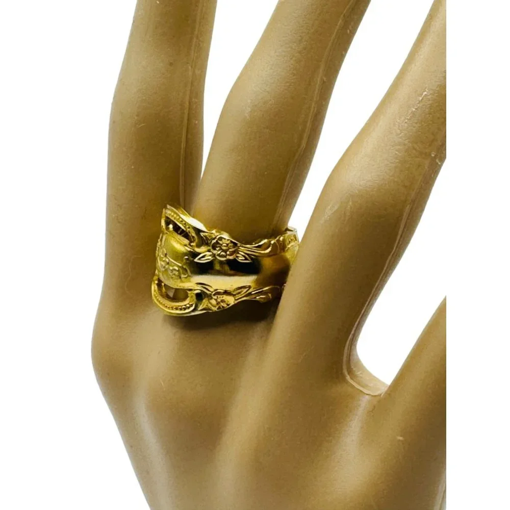 King Arthur’s Gold Electroplated Artisan Spoon Artisan Ring Size 6.75 - Picture 6 of 14